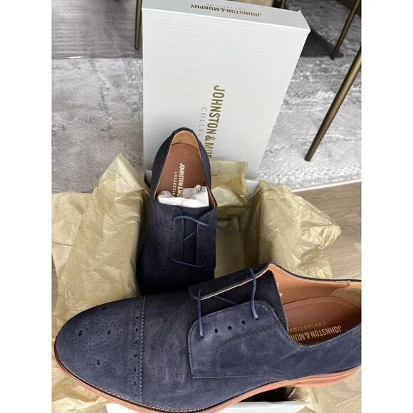 New Johnston & Murphy Collection Ashford Suede Leather Oxford Shoes men Sz 8.5